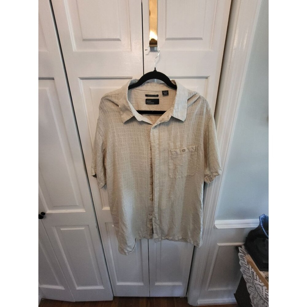 4/$19 Men's Linen/Rayon Tan Button Up Shirt Marc Edwards XXL Beach  Resortwear